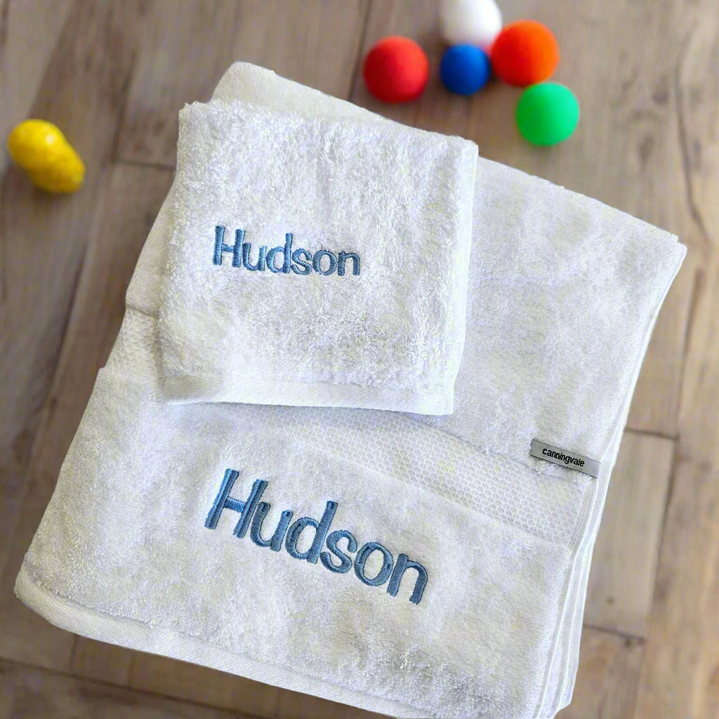 Baby Age White Personalised Bath Towel Set