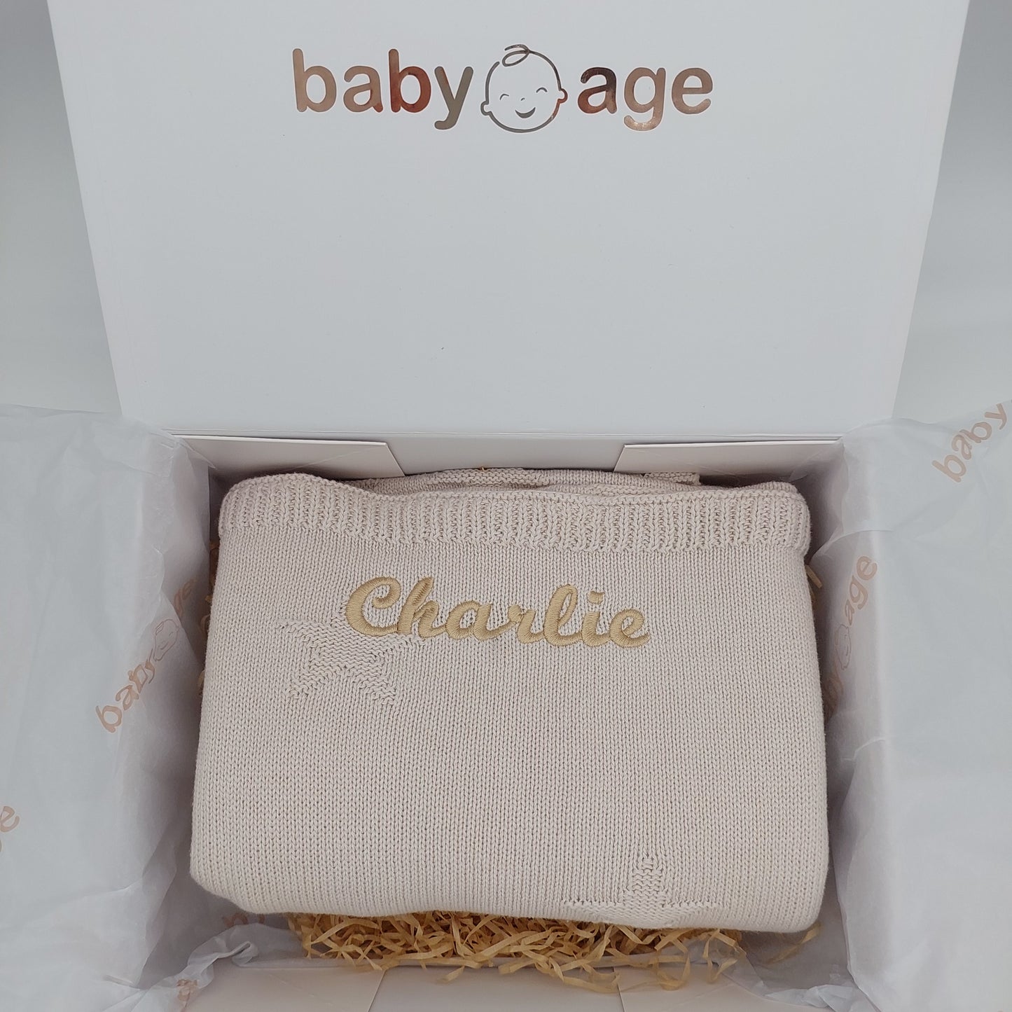 Personalised Baby Blanket in Stone Star Pattern