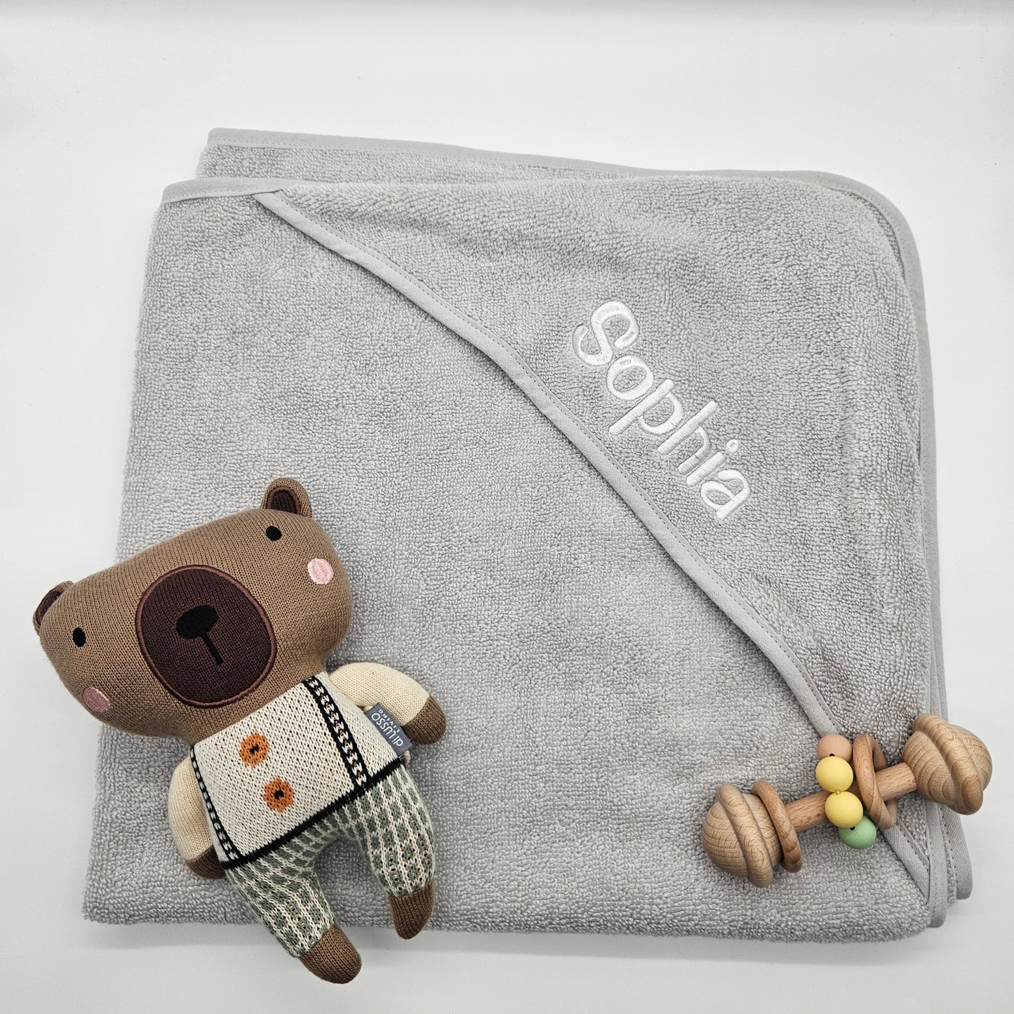 Baby Age Grey Personalised Hooded Baby Towel