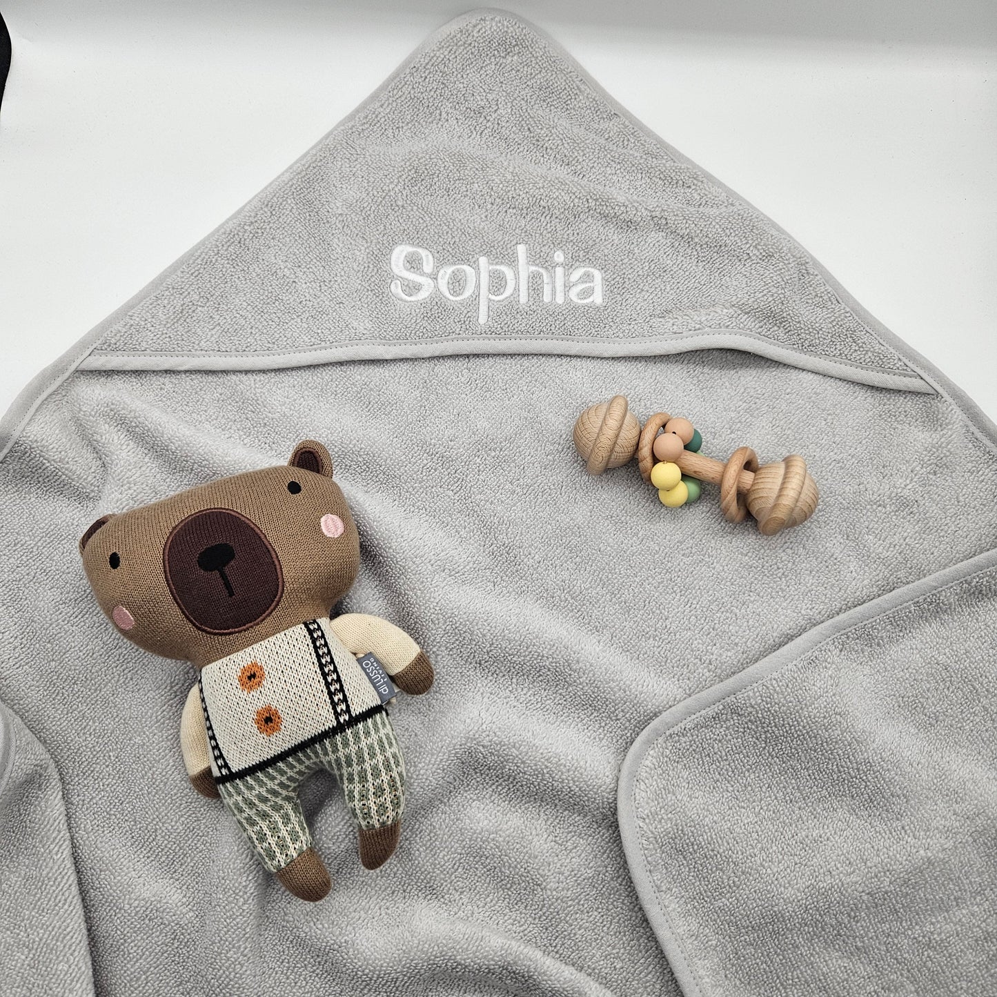Baby Age Grey Personalised Hooded Baby Towel
