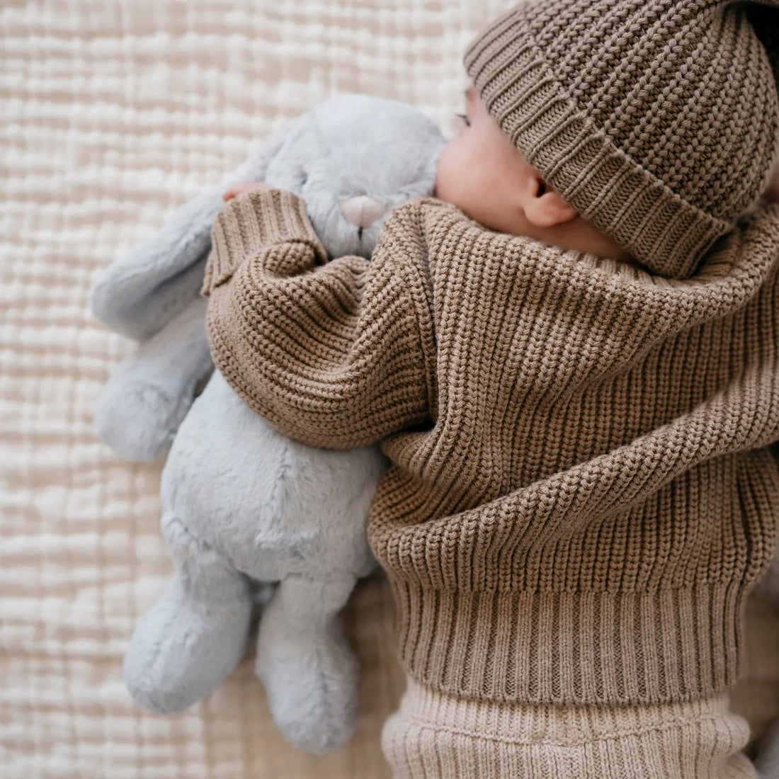 Personalised Droplet Bunny, Baby Blue Blanket & Teether Toy Baby Gift Set