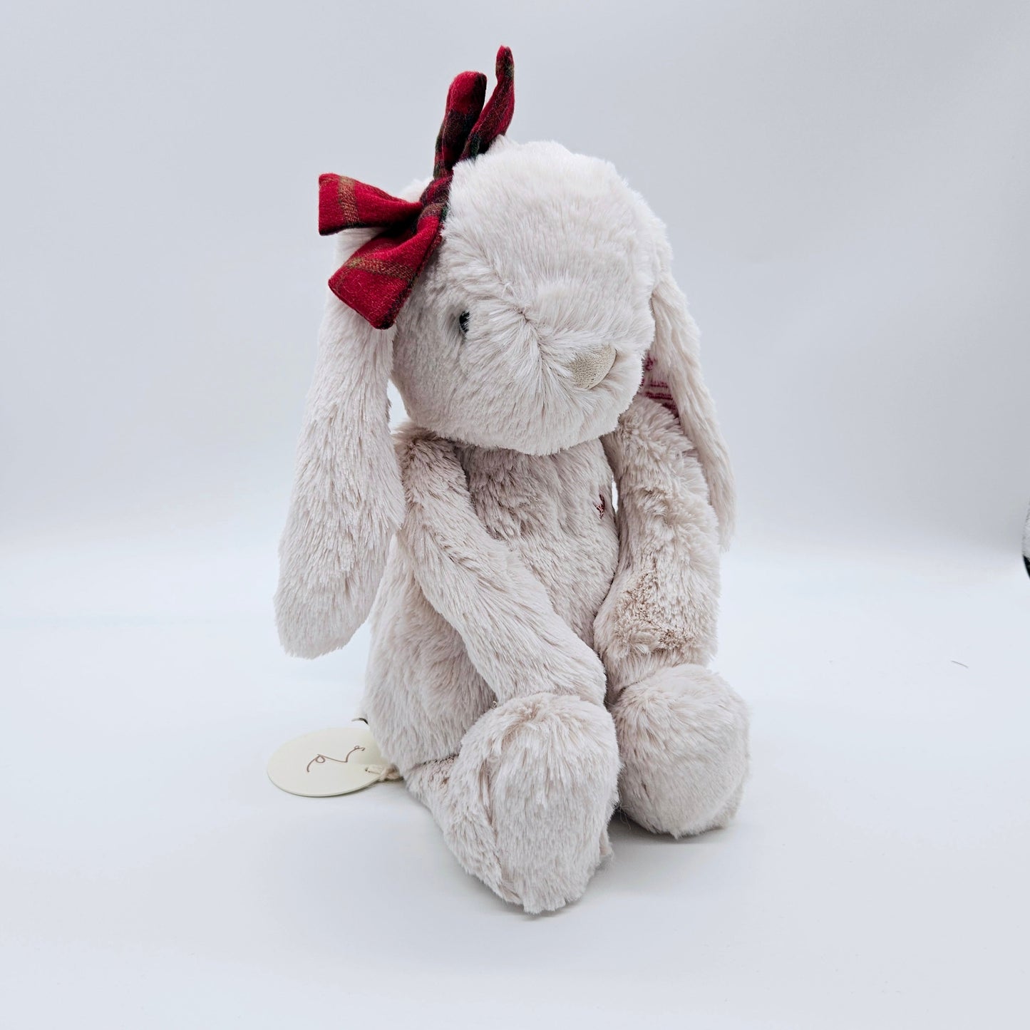 Personalised Jamie Kay Snuggle Bunny in Pastel with Christmas Bow BabyAge