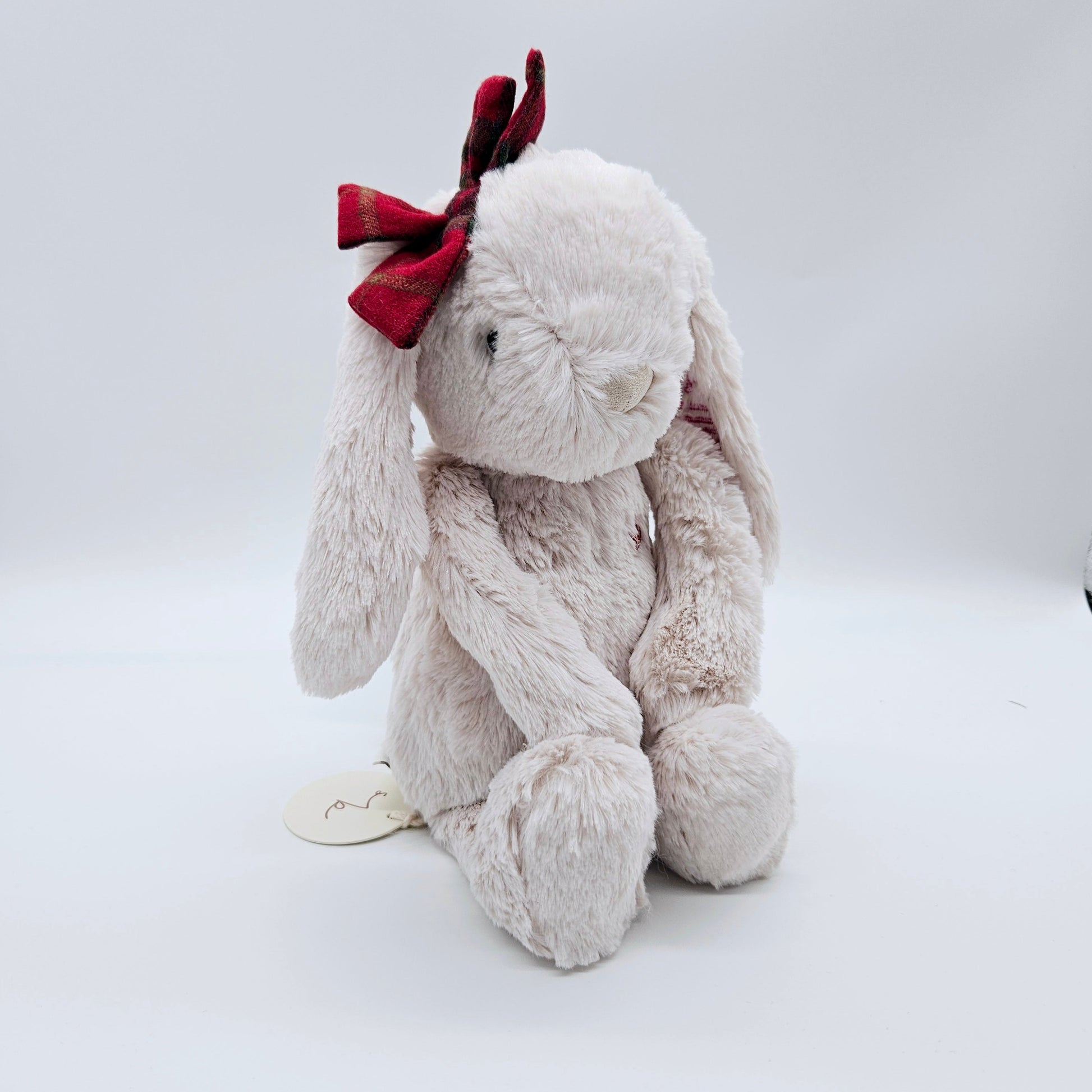 Personalised Jamie Kay Snuggle Bunny in Pastel with Christmas Bow BabyAge