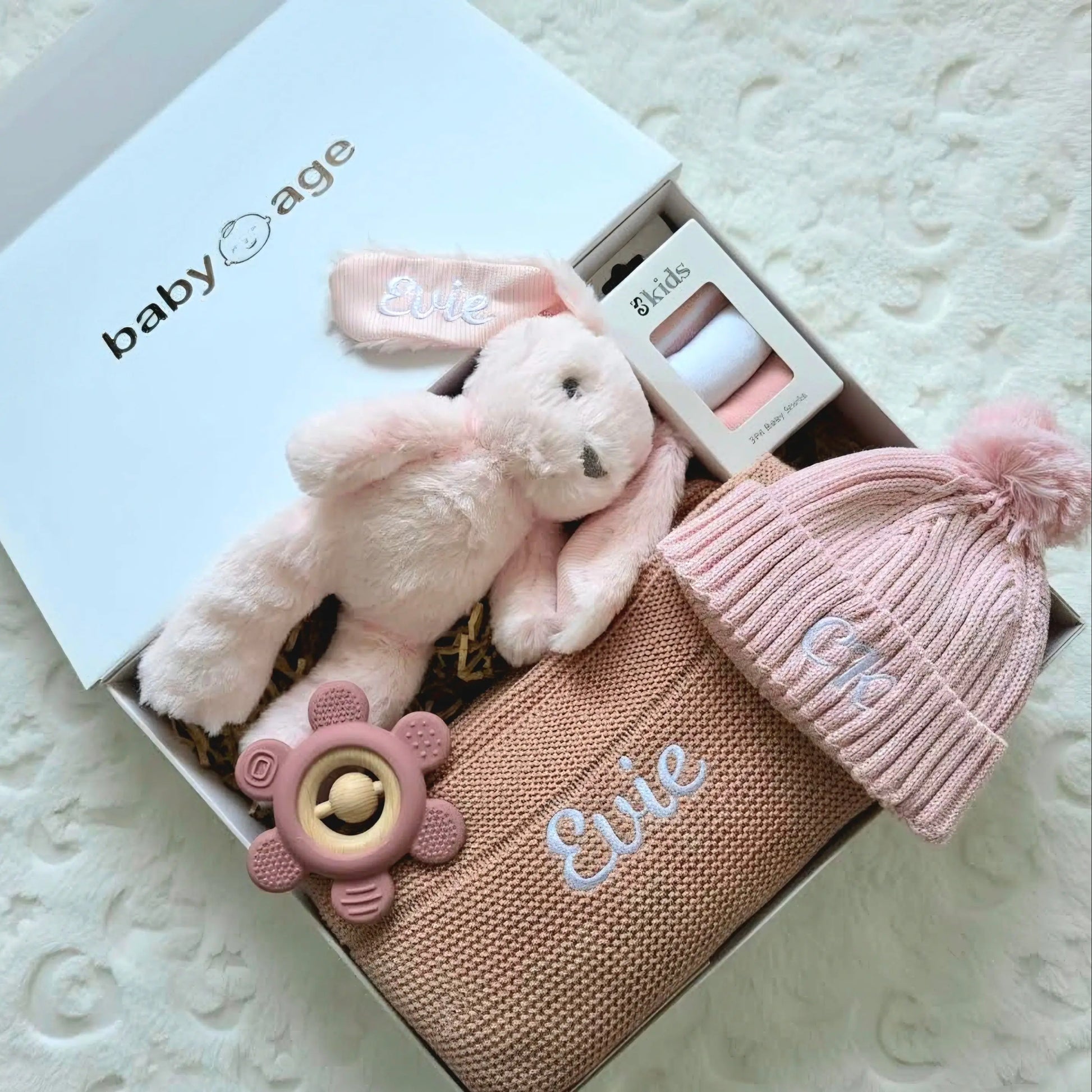 5-Piece Pink Personalised Baby Girl Gift Set BabyAge