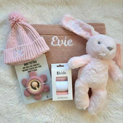 5-Piece Pink Personalised Baby Girl Gift Set BabyAge
