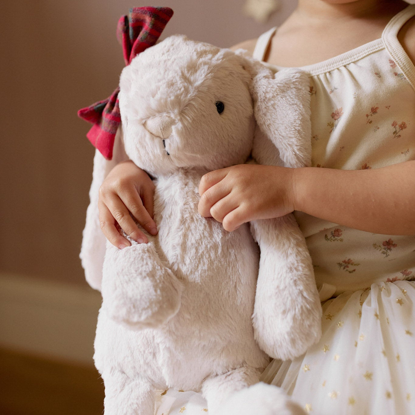 Personalised Jamie Kay Snuggle Bunny in Pastel with Christmas Bow BabyAge