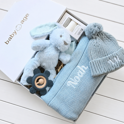 Personalised Baby Boy Gift Set – Blue 5 Piece