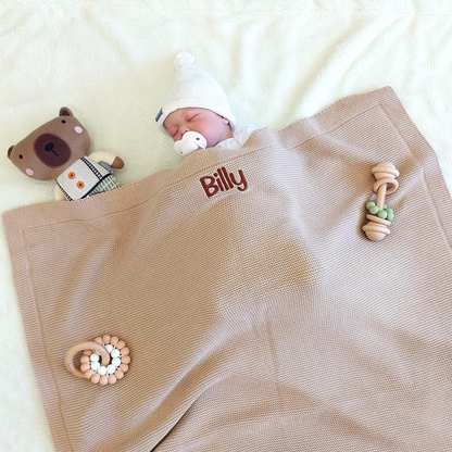 Personalised Teddy & Latte Blanket with Teether Baby Gift Set