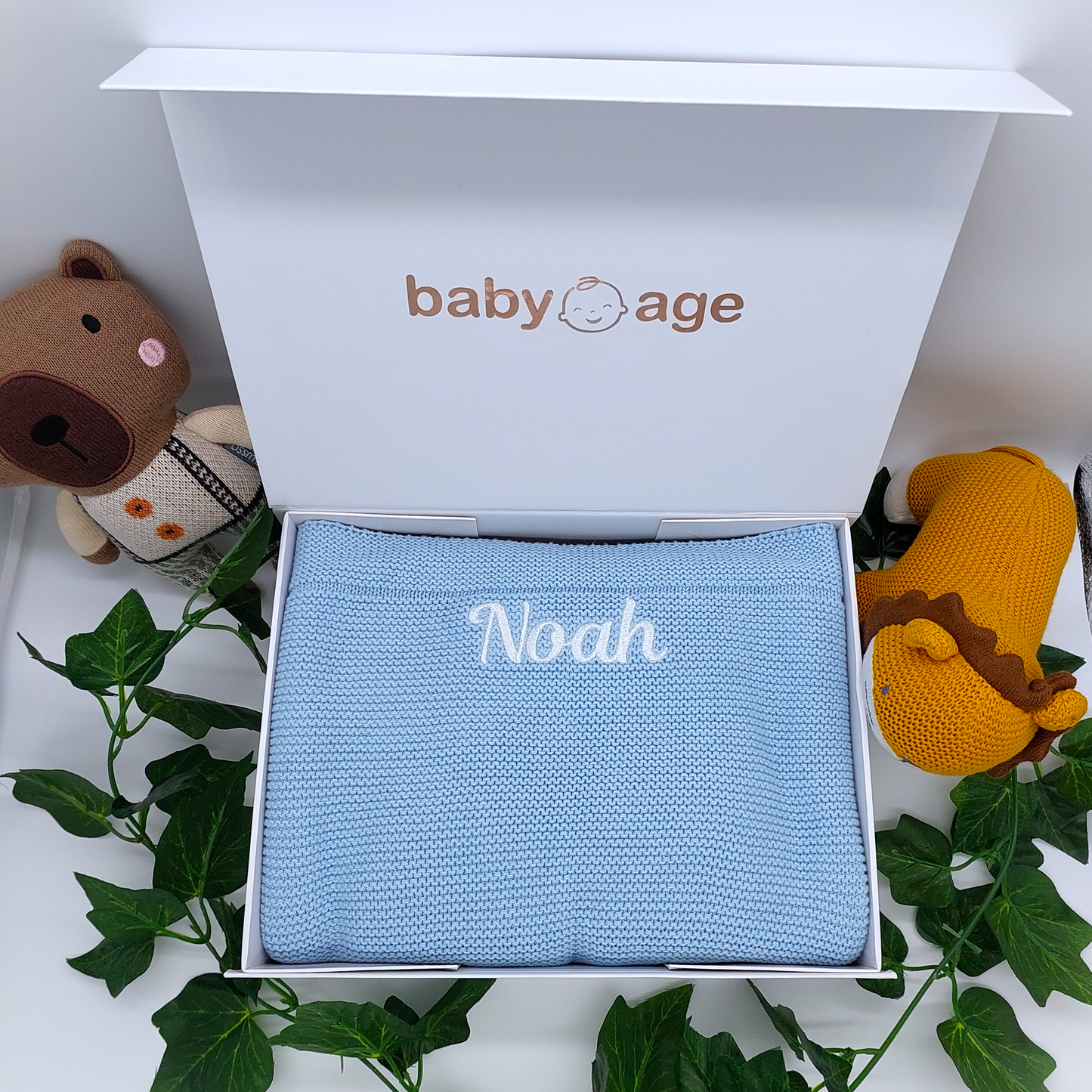 Luxury Baby Age Personalised Blanket in Baby Blue