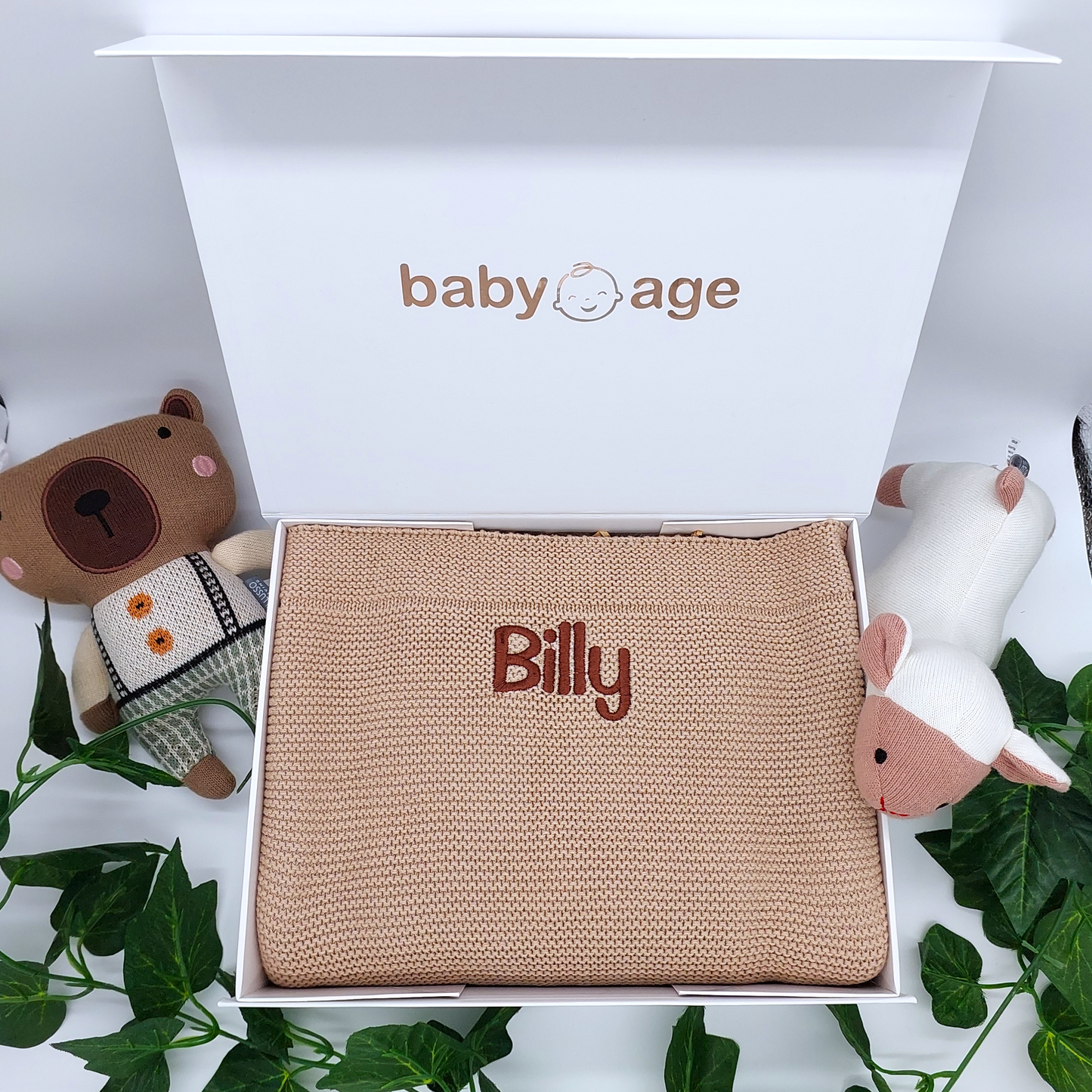 Luxury Baby Age Personalised Blanket in Latte
