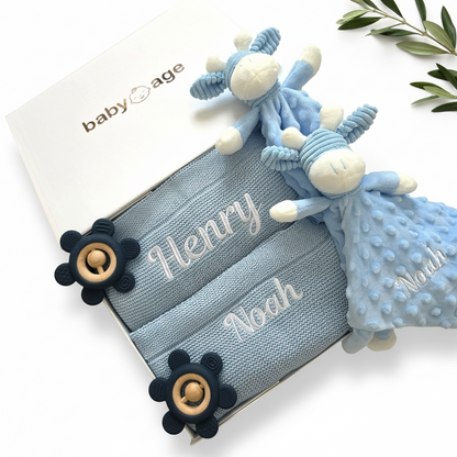 Personalised Boy & Boy Twin Baby Gift Set