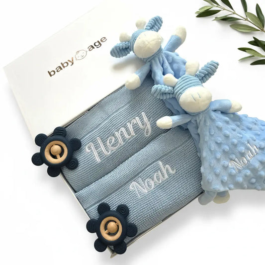 Personalised Boy & Boy Twin Baby Gift Set BabyAge