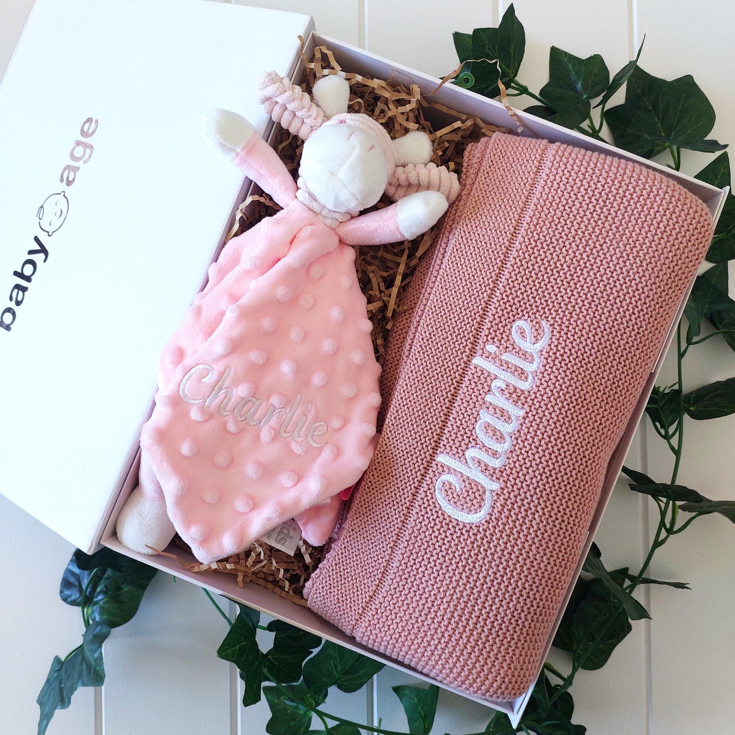 Pink Giraffe Comforter and Pink Blanket Personalised Gift Set BabyAge