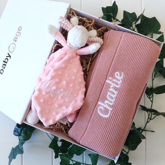 Pink Giraffe Comforter and Pink Blanket Personalised Gift Set BabyAge