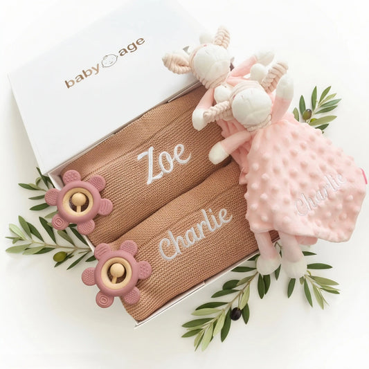 Personalised Girl & Girl Twin Baby Gift Set BabyAge