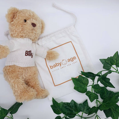 Christmas Teddy Bear with Velvet Santa Stocking Set