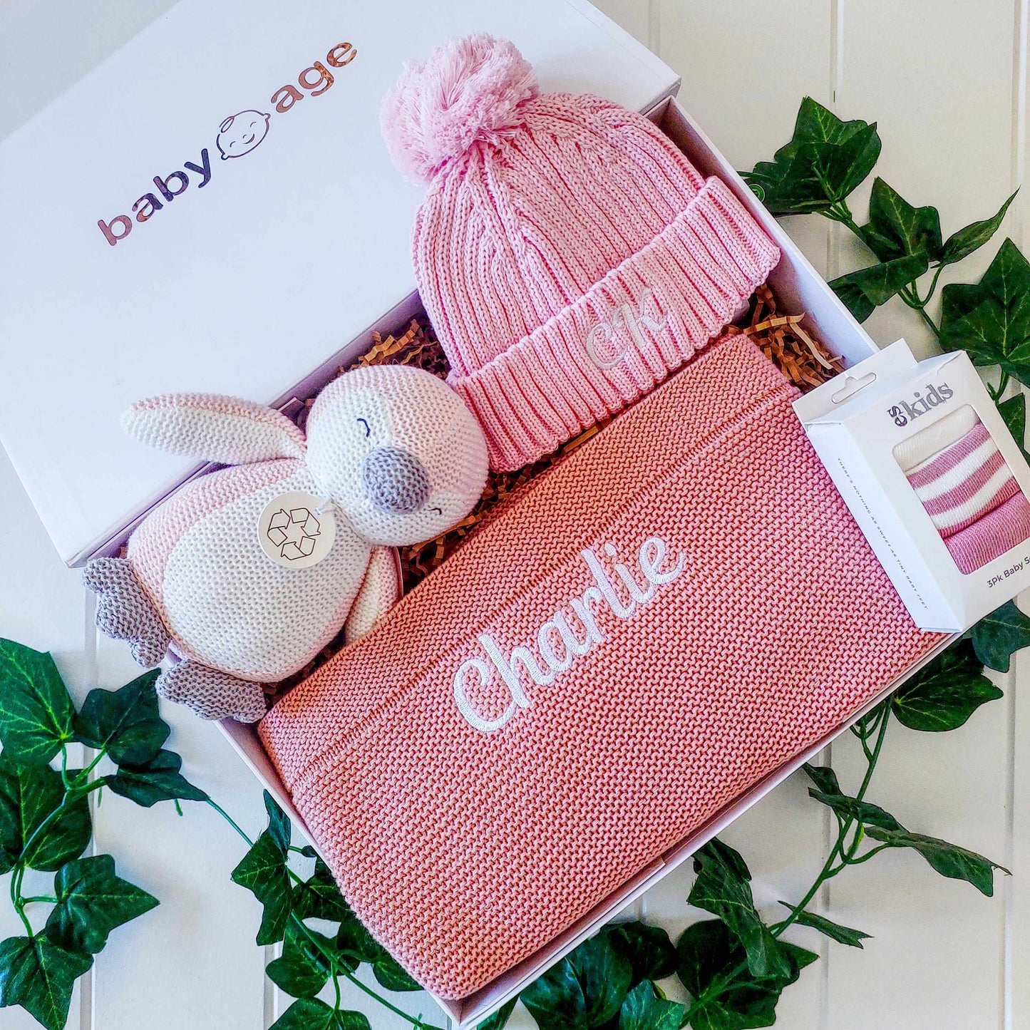 4-Piece Blush Pink Personalised Baby Gift Set BabyAge
