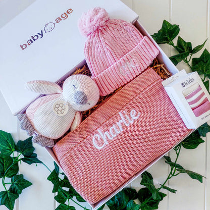 4-Piece Blush Pink Personalised Baby Gift Set BabyAge