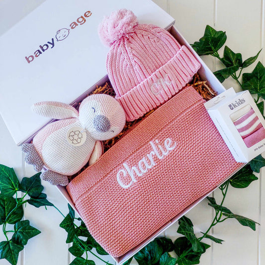 4-Piece Blush Pink Personalised Baby Gift Set BabyAge