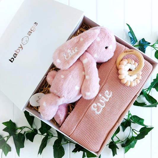 Luxury Personalised Baby Age Gift Hamper Girl Little Love Pink BabyAge