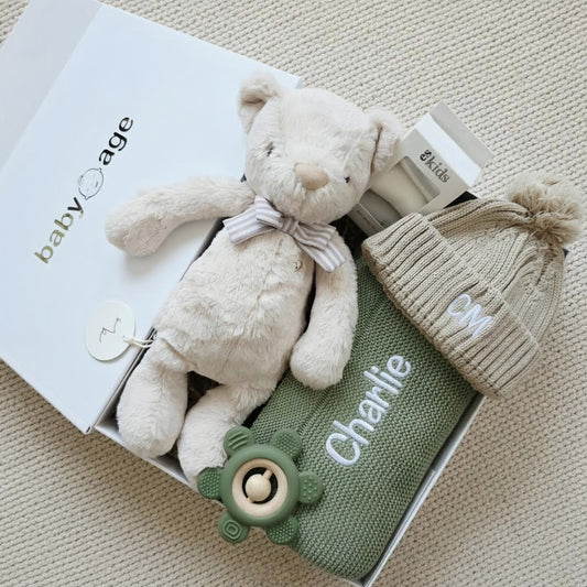5-Piece Sage Green Personalised Baby Gift Set