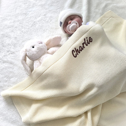 Newborn Personalised Baby Blanket in Cream BabyAge