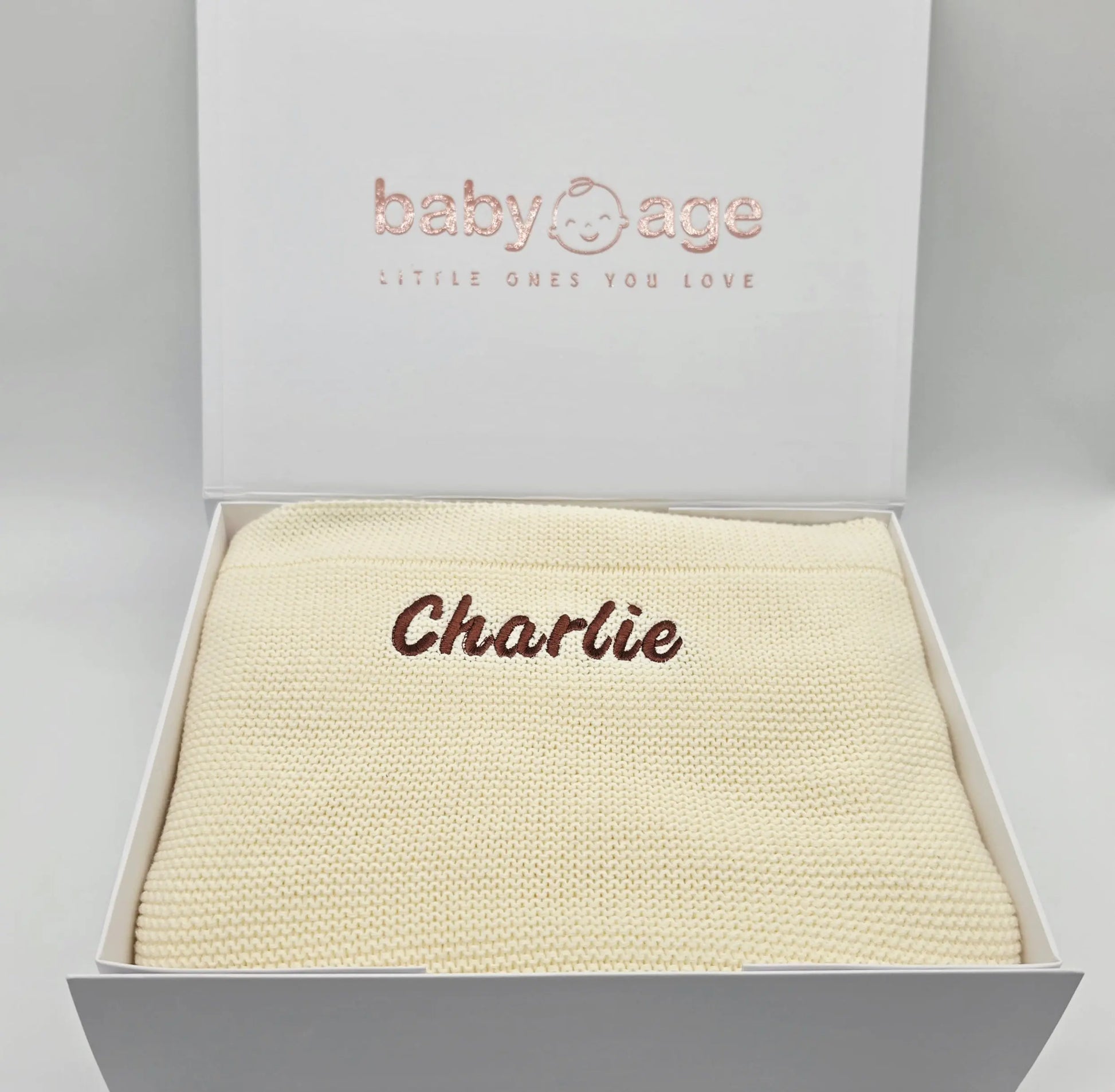 Newborn Personalised Baby Blanket in Cream BabyAge