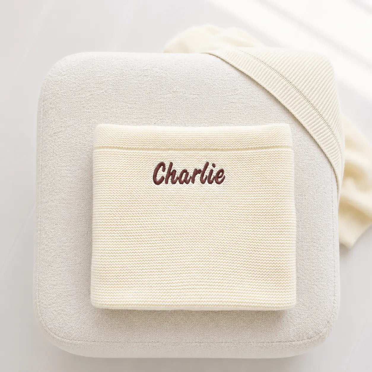 Newborn Personalised Baby Blanket in Cream BabyAge