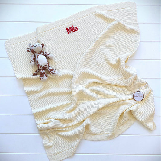 Luxury Baby Age Personalised Blanket in Cream BabyAge